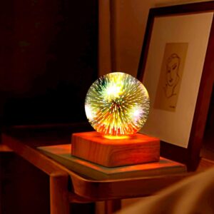 GZKPL Twinkle 3D Firework Ball Table Lamp - Color Changing Night Light, Decorative Nightstand Projection for Kids Room, Home, Office, Nursery